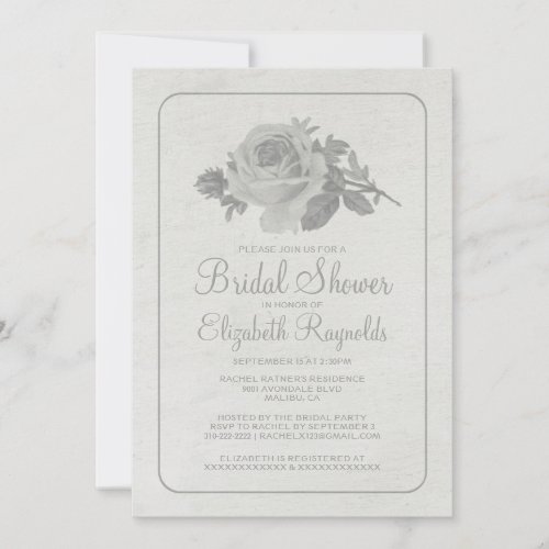 Silver Rustic Floral/Flower Bridal Shower Invites