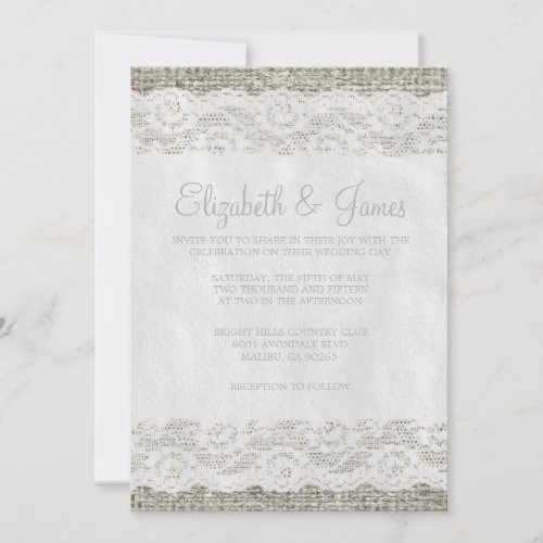 Silver Rustic Lace Wedding Invitations