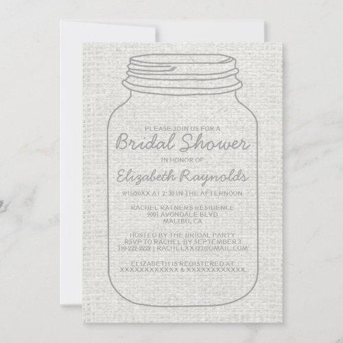 Silver Rustic Mason Jar Bridal Shower Invitations