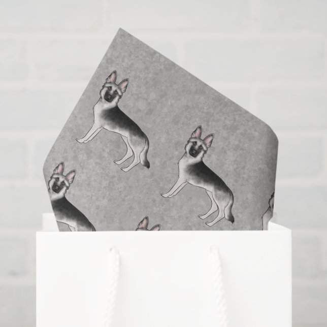 Silver Sable German Shepherd Cartoon Dog Pattern Tissue Paper (Gift Bag)