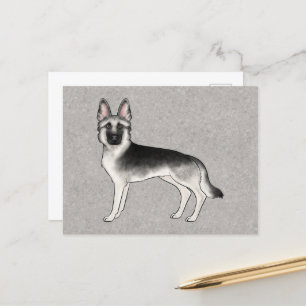 Silver Sable German Shepherd Cartoon GSD Dog Gray Postcard