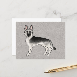 Silver Sable German Shepherd Cartoon GSD Dog Gray Postcard
