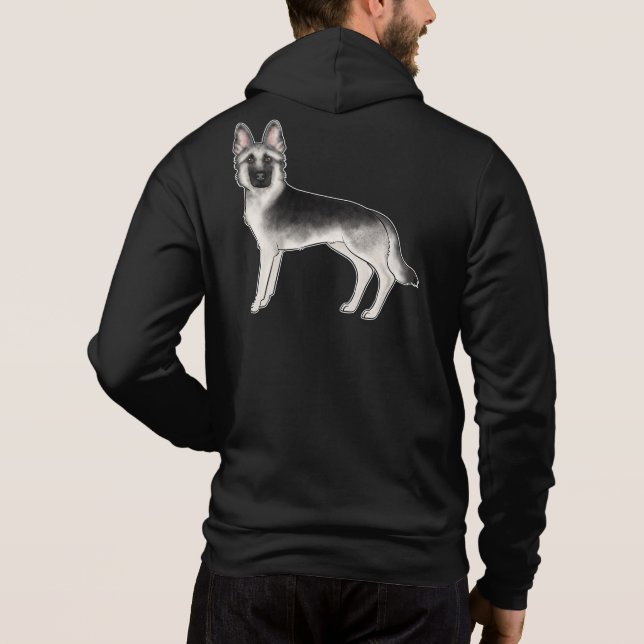 Silver Sable German Shepherd Cartoon GSD Dog Hoodie (Back)