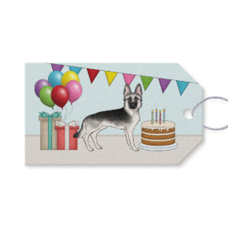 Silver Sable German Shepherd Colorful Birthday Gift Tags