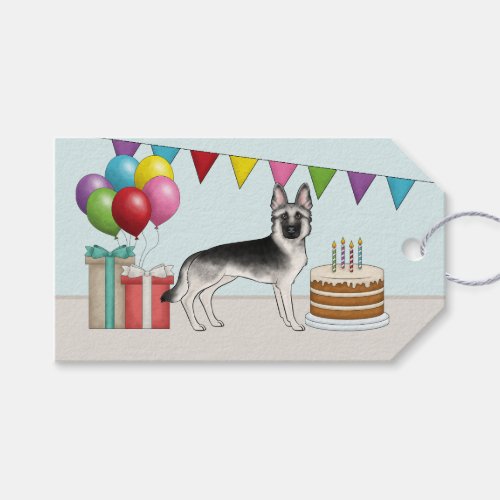 Silver Sable German Shepherd Colorful Birthday Gift Tags