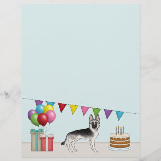 Silver Sable German Shepherd Colorful Birthday Letterhead