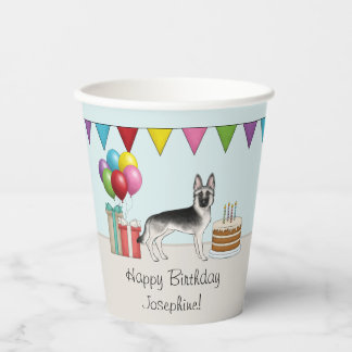 Silver Sable German Shepherd Colorful Birthday Paper Cups