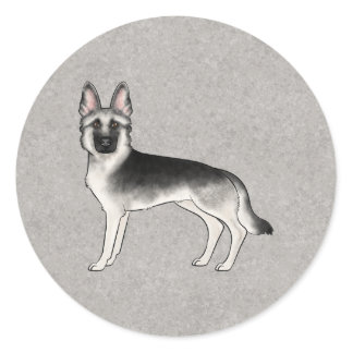 Silver Sable German Shepherd Cute Cartoon Dog Classic Round Sticker