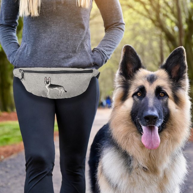 Silver Sable German Shepherd Cute Cartoon Dog Fanny Pack (Please note: This image is a digital mockup. The product may not be in scale.)