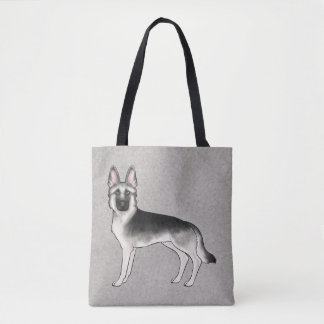 Silver Sable German Shepherd Cute Cartoon Dog Gray Tote Bag