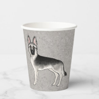 Silver Sable German Shepherd Cute Cartoon Dog Paper Cups