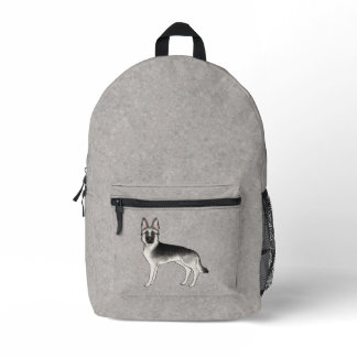Silver Sable German Shepherd Cute Cartoon Dog Printed Backpack