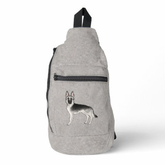 Silver Sable German Shepherd Cute Cartoon Dog Sling Bag