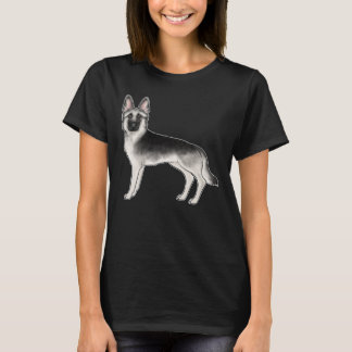 Silver Sable German Shepherd Cute Cartoon Dog T-Shirt