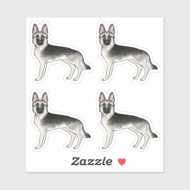 Silver Sable German Shepherd Cute Cartoon Dogs Sticker (Sheet)