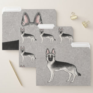 Silver Sable German Shepherd Cute Cartoon GSD Dog File Folder