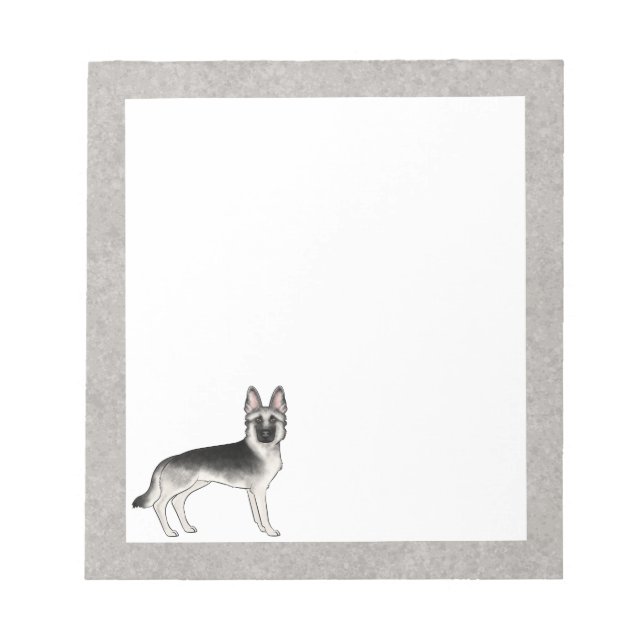Silver Sable German Shepherd Cute Cartoon GSD Dog Notepad (Front)
