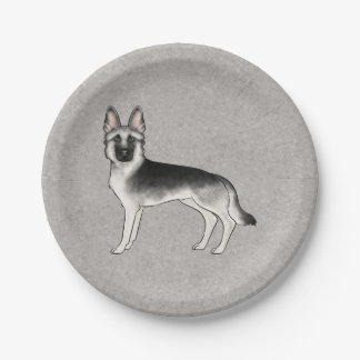 Silver Sable German Shepherd Cute Cartoon GSD Dog Paper Plates