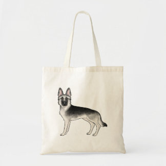 Silver Sable German Shepherd Cute Cartoon GSD Dog Tote Bag