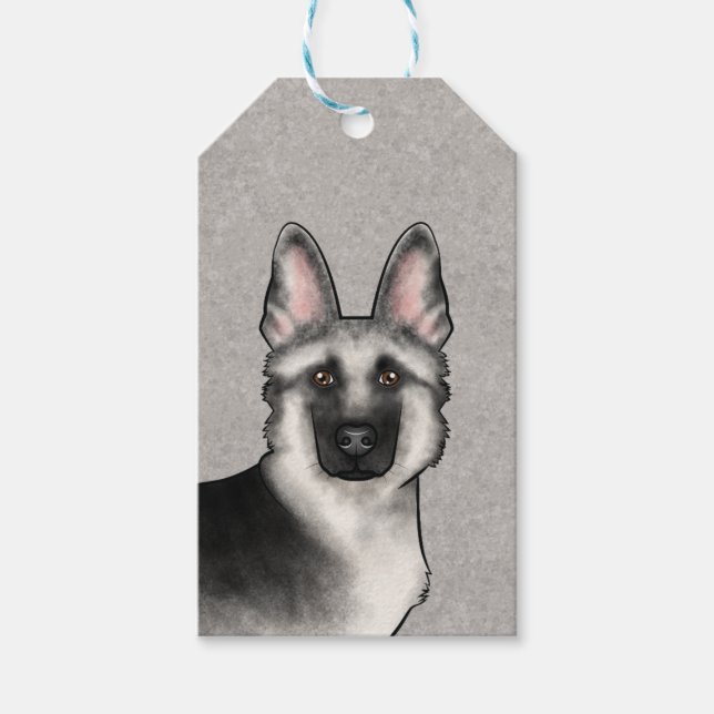 Silver Sable German Shepherd Cute Dog Head Gift Tags (Front)