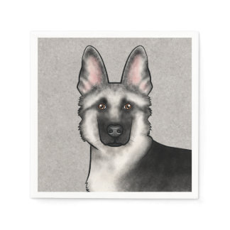 Silver Sable German Shepherd Cute Dog Head Napkins