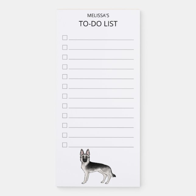 Silver Sable German Shepherd Cute Dog To-Do List Magnetic Notepad (Front)