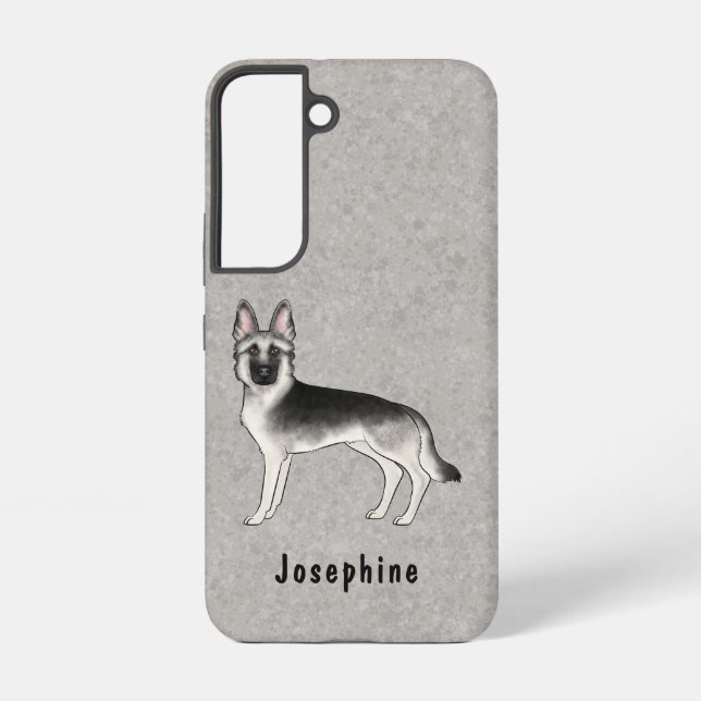 Silver Sable German Shepherd Cute GSD Dog And Text Samsung Galaxy Case (Back)