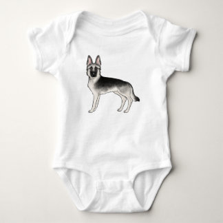 Silver Sable German Shepherd Cute GSD Dog Graphic Baby Bodysuit