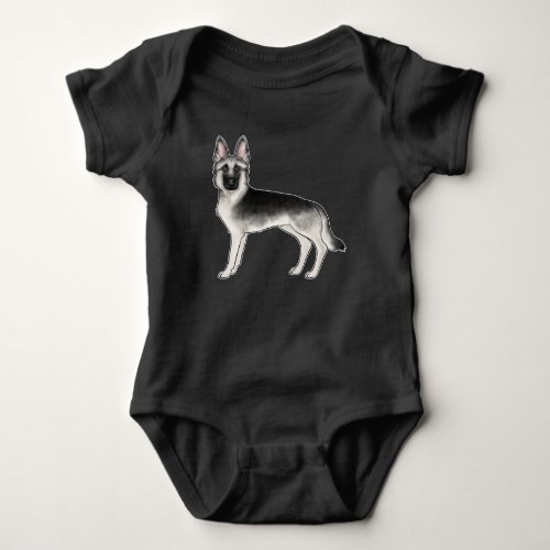 Silver Sable German Shepherd Cute GSD Dog Graphic Baby Bodysuit