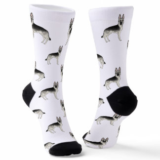 Silver Sable German Shepherd Cute GSD Dog Pattern Socks