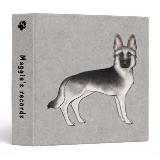 Silver Sable German Shepherd Dog And Custom Text 3 Ring Binder