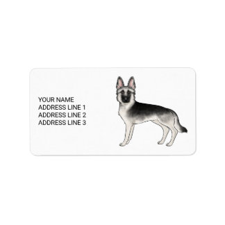 Silver Sable German Shepherd Dog And Custom Text Label