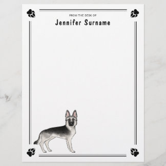 Silver Sable German Shepherd Dog And Custom Text Letterhead