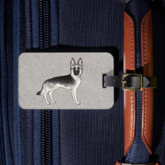 Silver Sable German Shepherd Dog And Custom Text Luggage Tag