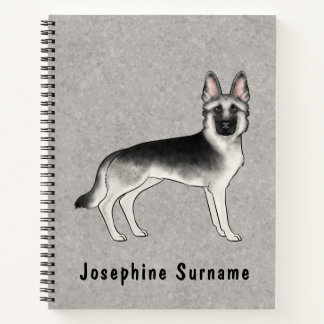 Silver Sable German Shepherd Dog And Custom Text Notebook