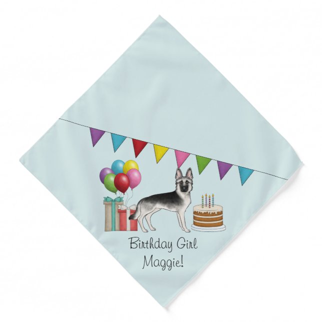 Silver Sable German Shepherd Dog Colorful Birthday Bandana (Front)