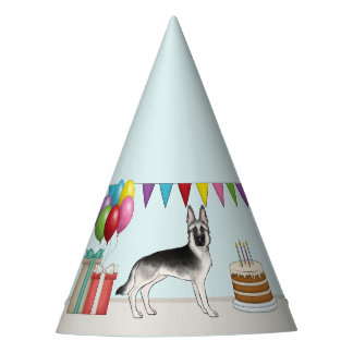 Silver Sable German Shepherd Dog Colorful Birthday Party Hat