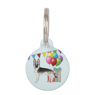 Silver Sable German Shepherd Dog Colorful Birthday Pet ID Tag