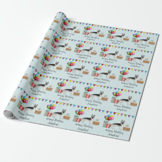 Silver Sable German Shepherd Dog Colorful Birthday Wrapping Paper