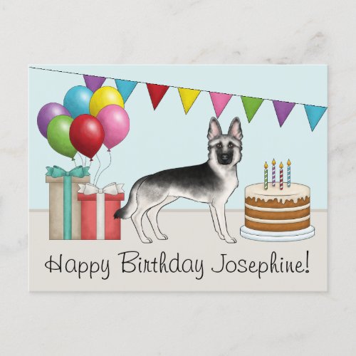 Silver Sable German Shepherd Dog Happy Birthday Postcard
