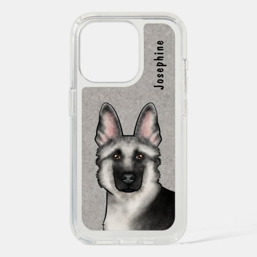 Silver Sable German Shepherd Dog Head With Name iPhone 15 Pro Case