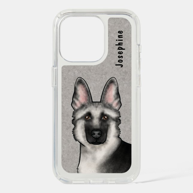 Silver Sable German Shepherd Dog Head With Name Speck iPhone Case (Front)
