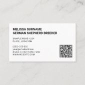 Silver Sable German Shepherd Dog Kennel Breeder Business Card (Back)
