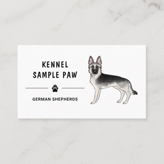Silver Sable German Shepherd Dog Kennel Breeder Business Card (Front)