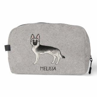 Silver Sable German Shepherd Dog With Any Name Dopp Kit
