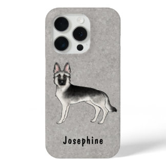 Silver Sable German Shepherd Dog With Custom Name iPhone 15 Pro Case