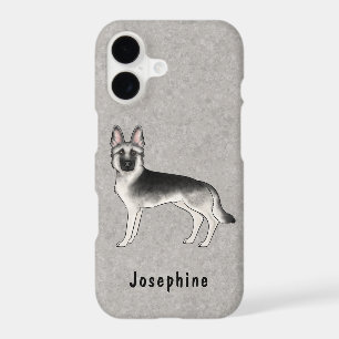 Silver Sable German Shepherd Dog With Custom Name iPhone 17 Case