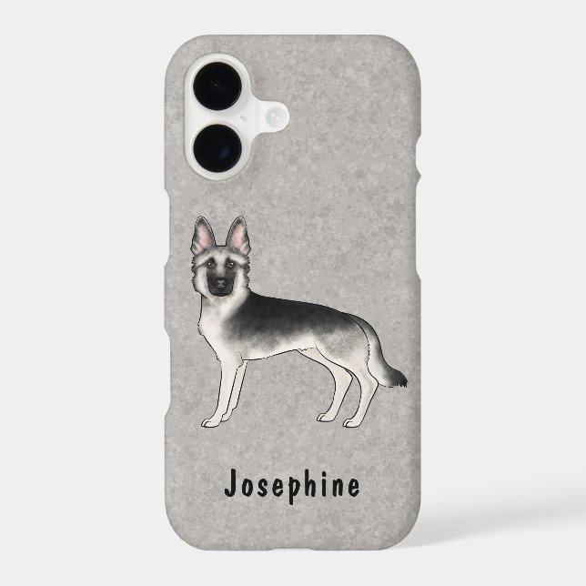 Silver Sable German Shepherd Dog With Custom Name Case-Mate iPhone Case (Back)