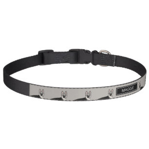 Silver Sable German Shepherd Dog With Custom Name Pet Collar