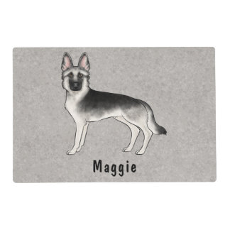 Silver Sable German Shepherd Dog With Custom Name Placemat